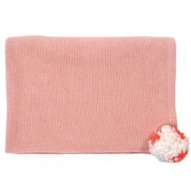 Pink pompom - Knitted Blanket